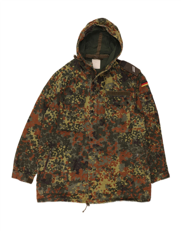 Vintage hombres con capucha chaqueta militar Reino Unido 40 gran camuflaje caqui