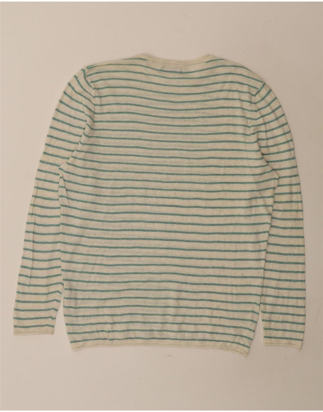 Zara Hombre Jersey Cuello Redondo Algodón Rayas Verde Medio