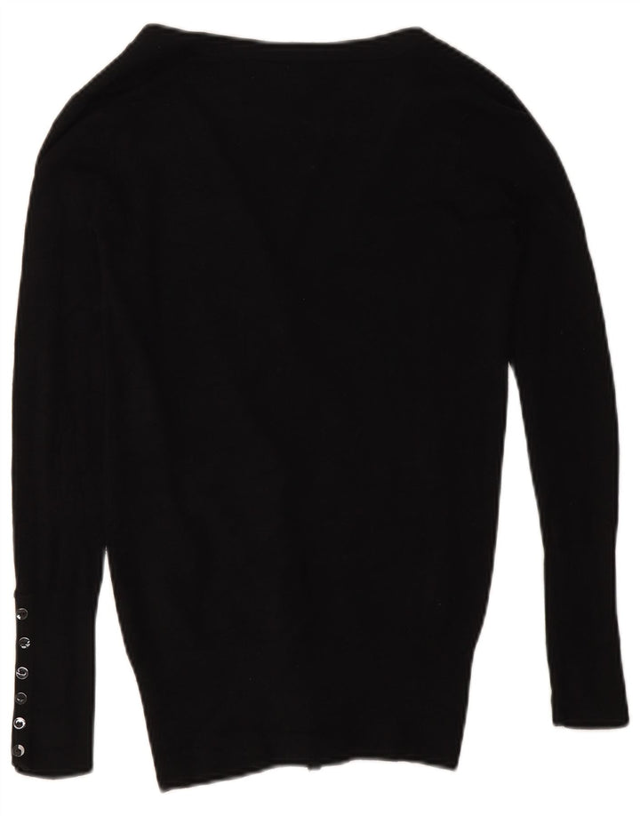 Zara Mujer Cárdigan Suéter UK 10 Small Rayón Negro
