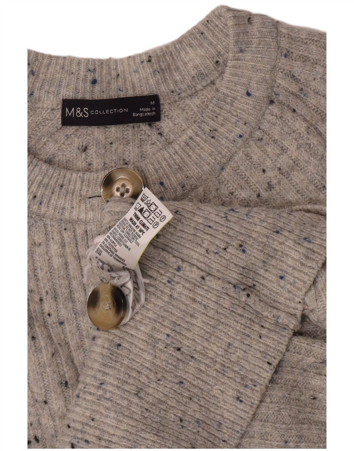 Marks & Spencer Suéter tipo cárdigan corto para mujer Reino Unido 12 Gris medio moteado
