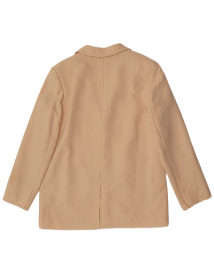 Zara Mujer Blazer Extragrande De 2 Botones UK 10 Small Beige Poliéster