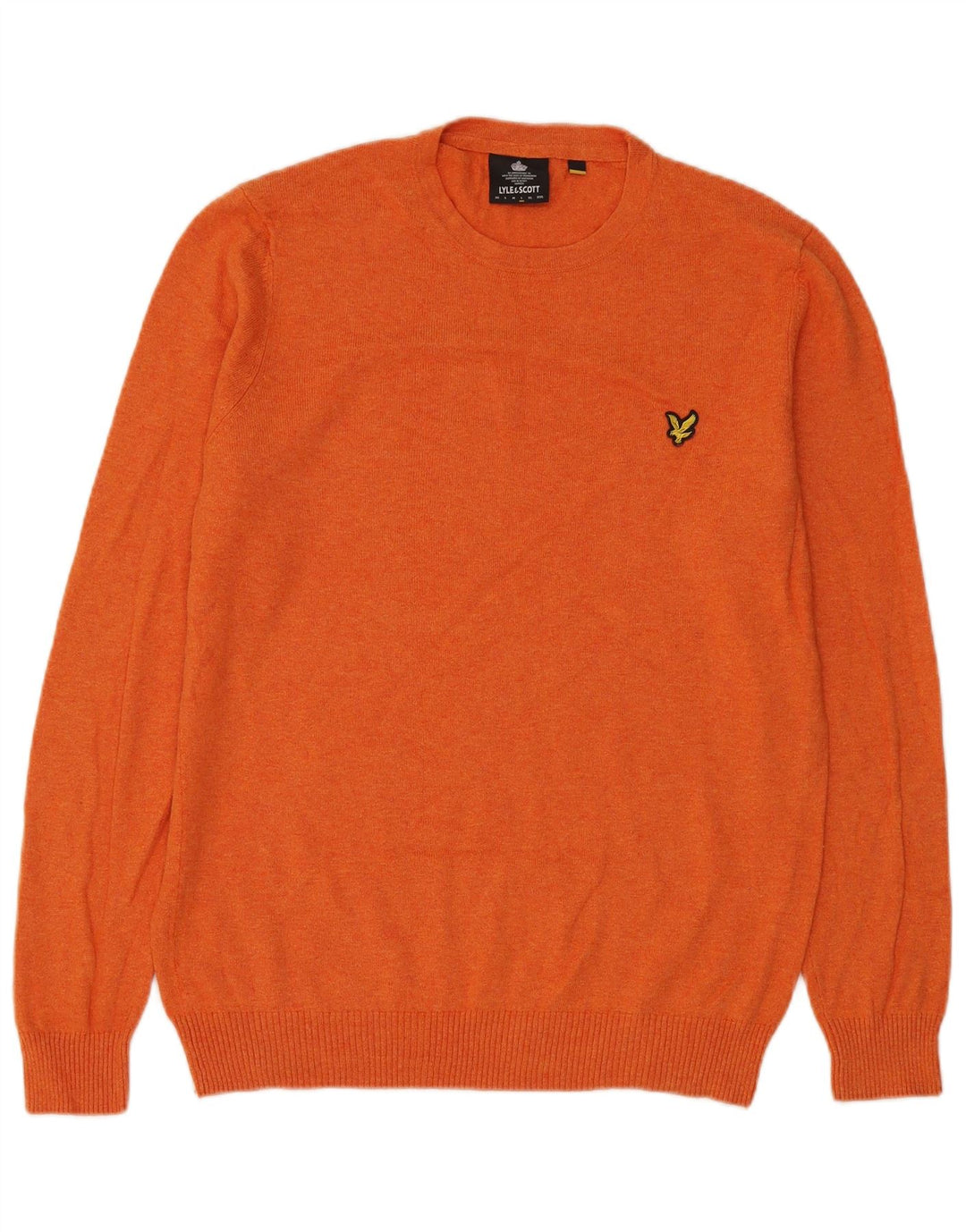 Lyle & Scott Jersey de cuello redondo para hombre, talla grande, algodón naranja