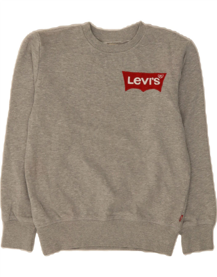 LEVI'S Boys Graphic Sweatshirt Jumper 10-11 Years Medium Grey Cotton Vintage Levi's and Second-Hand Levi's from Messina Hembry 