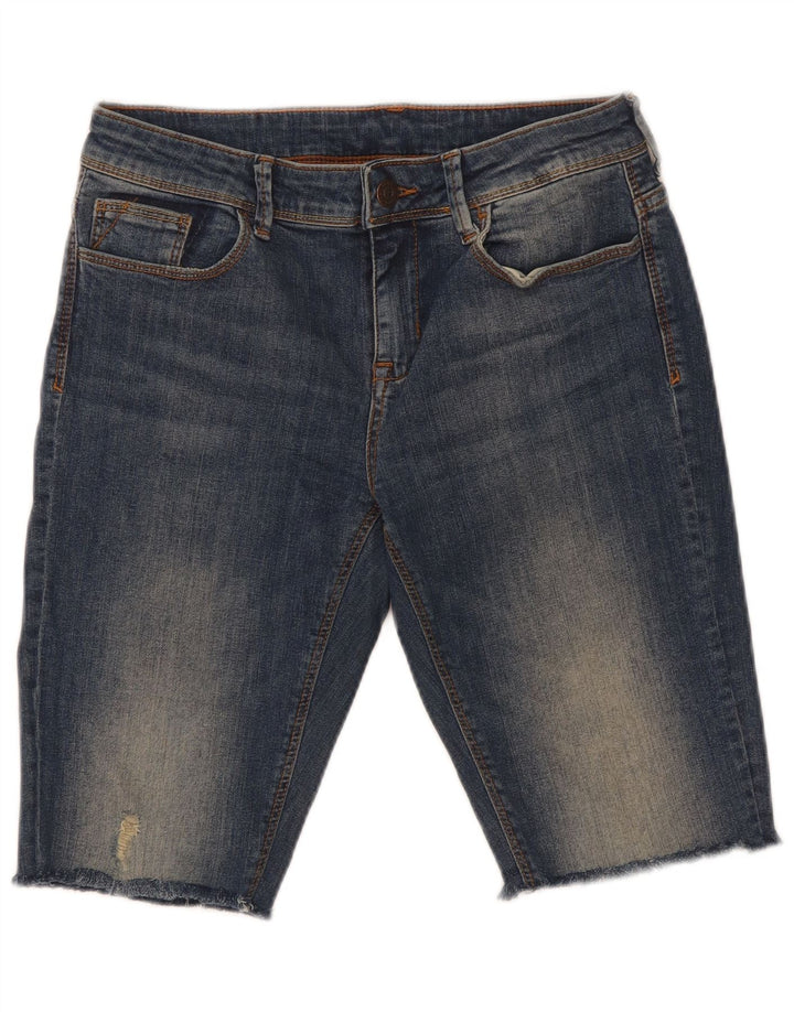 Zara Pantalones cortos de mezclilla desgastados para mujer EU 38 Small W28 Azul