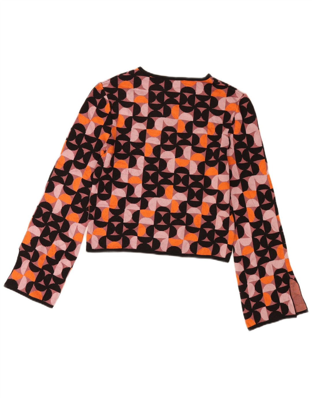 Zara Mujer Crop Top Manga Larga UK 42 Medio Multicolor Geométrico