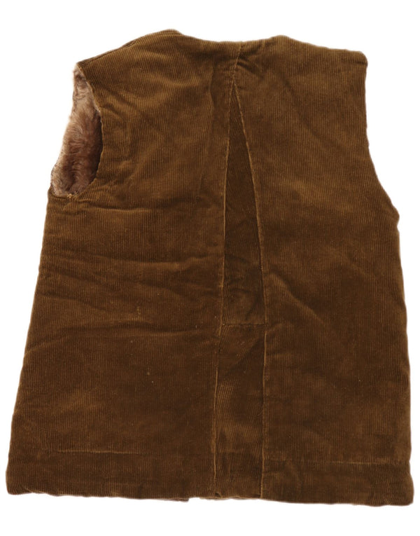 Vintage hombres Sherpa Corduroy Gilet Reino Unido 38 Medio Caqui