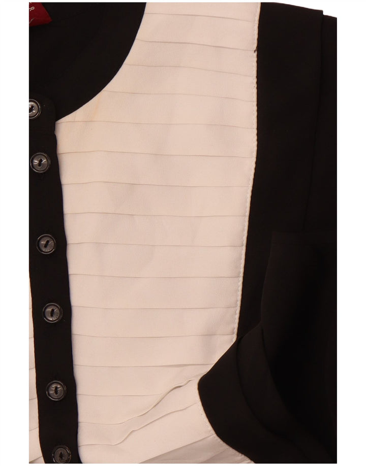 TED BAKER Vestido acampanado sin mangas para mujer Talla 2 Pequeño Bloque de color negro