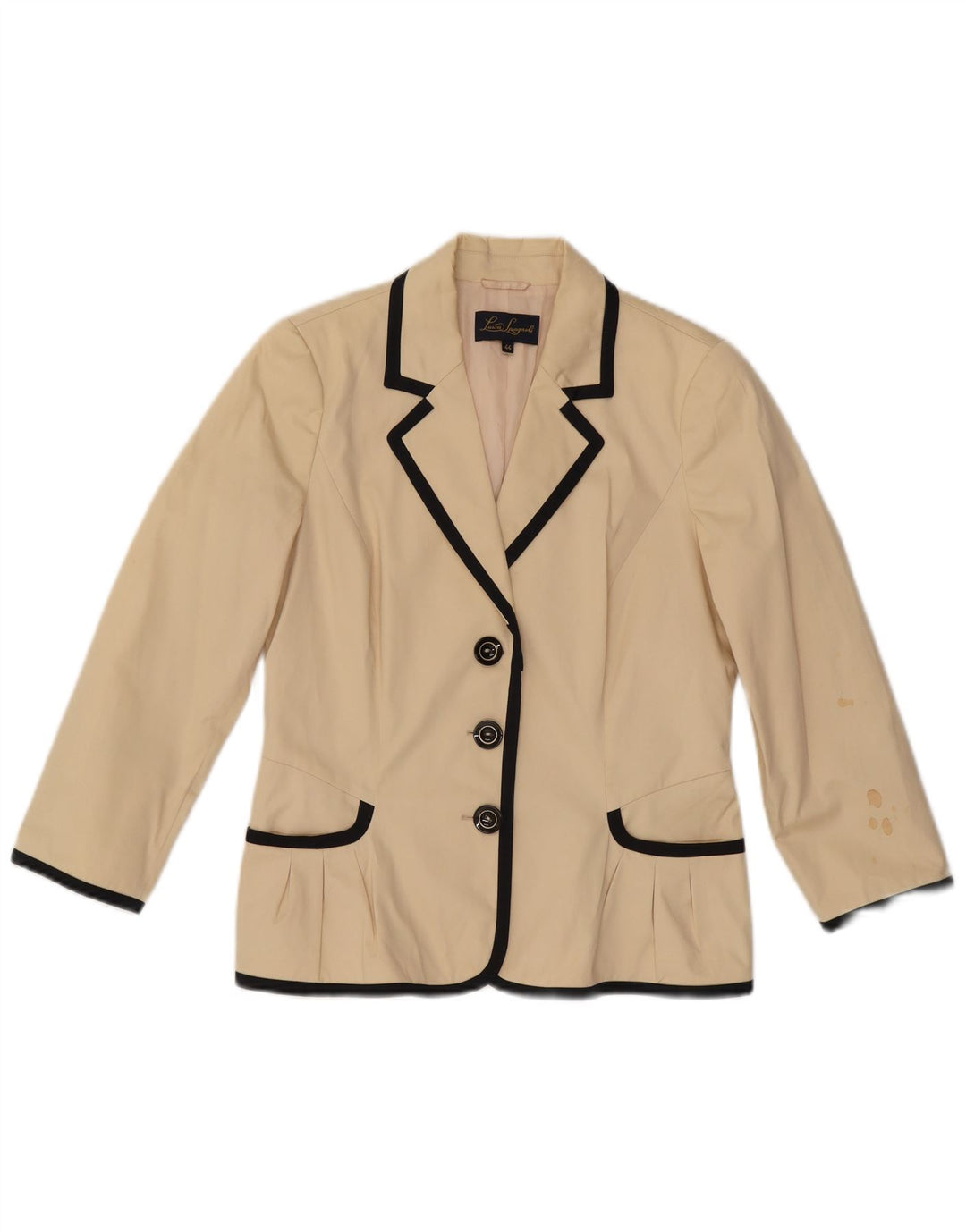 LUISA SPAGNOLI Womens 3 Button Blazer Jacket IT 44 Medium Beige Cotton