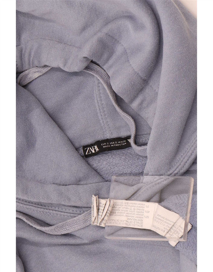 Zara Mujer Sudadera con Capucha Extragrande UK 10 Small Poliéster Azul