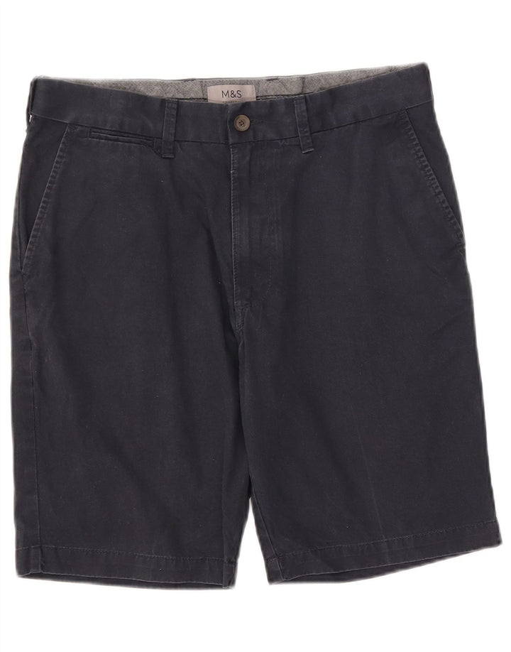 Marks & Spencer Pantalones cortos chinos para hombre W32 Algodón azul marino mediano