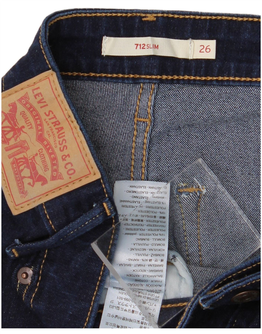 Vaqueros Levi's 712 Slim para mujer W26 L28 Algodón azul marino