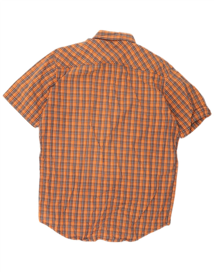 Timberland Camisa De Manga Corta Para Hombre Algodón A Cuadros Naranja Medio