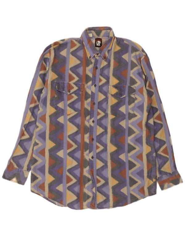 Camisa vintage para hombre grande Chevron multicolor