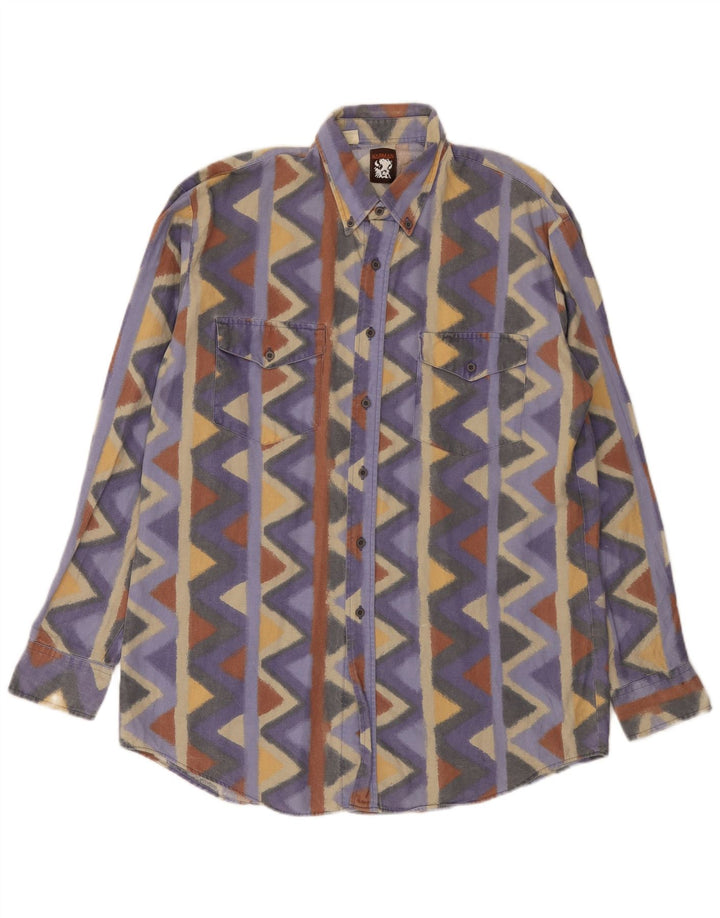 Camisa vintage para hombre grande Chevron multicolor
