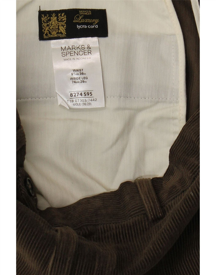 MARKS & SPENCER Pantalones rectos de pana para hombre W36 L29 Algodón marrón