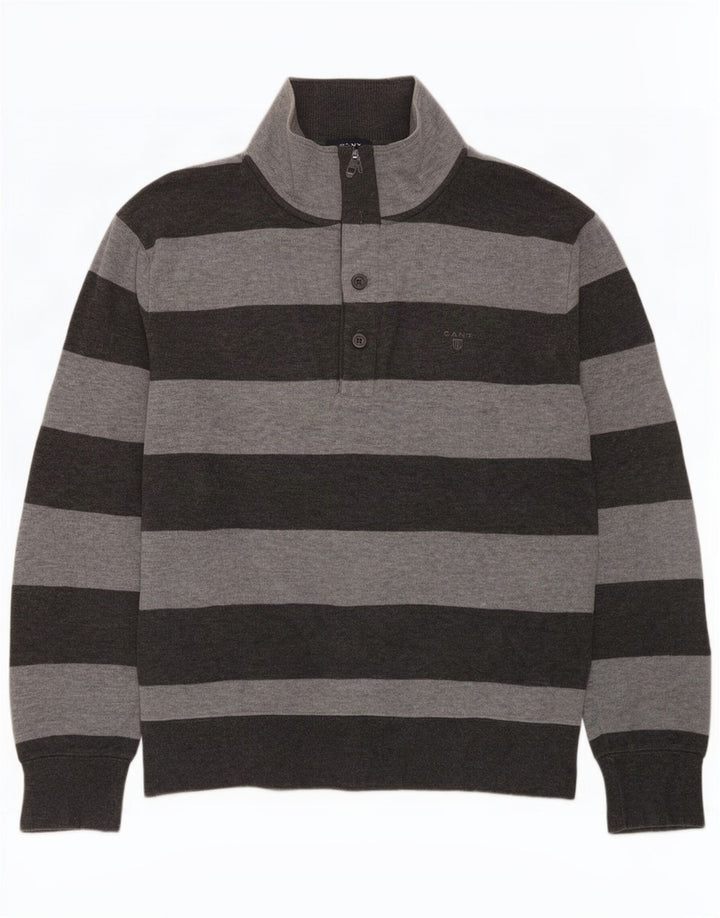 Gant Jersey De Cuello Con Botones Para Hombre XL Gris Algodón A Rayas