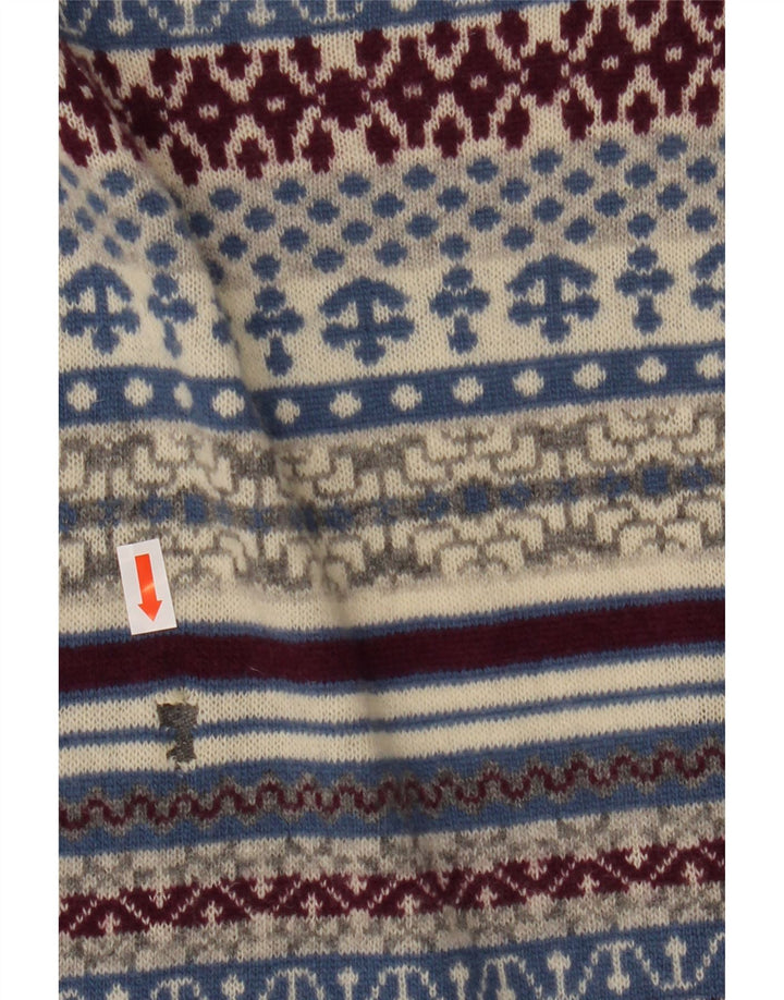 Benetton Cárdigan Mujer ES 44 Lana Fair Isle Gris Medio