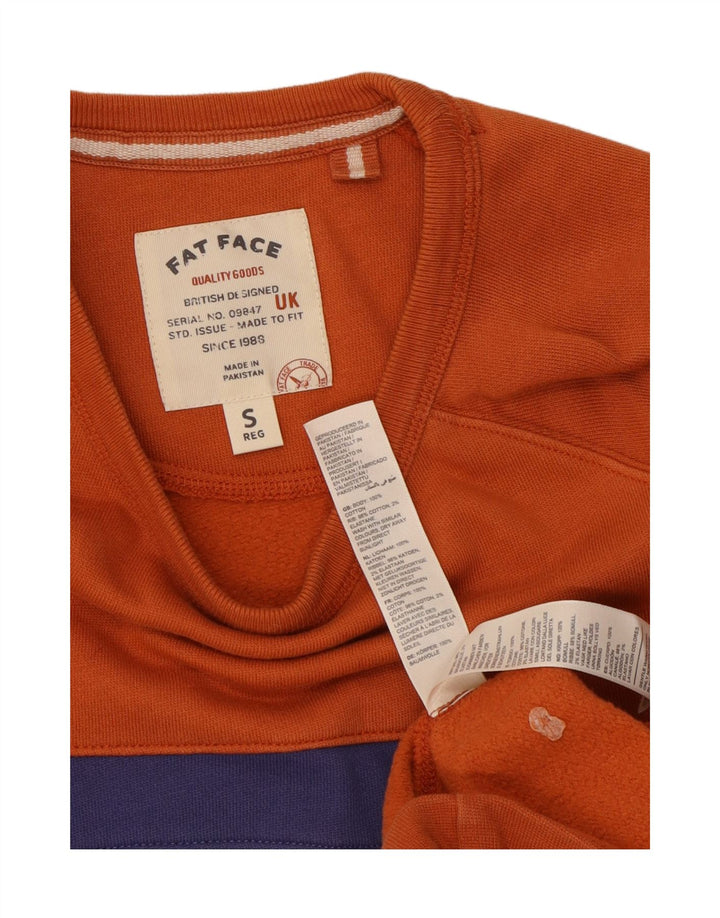 Sudadera con capucha para hombre Fat Face Jersey pequeño de algodón color block naranja