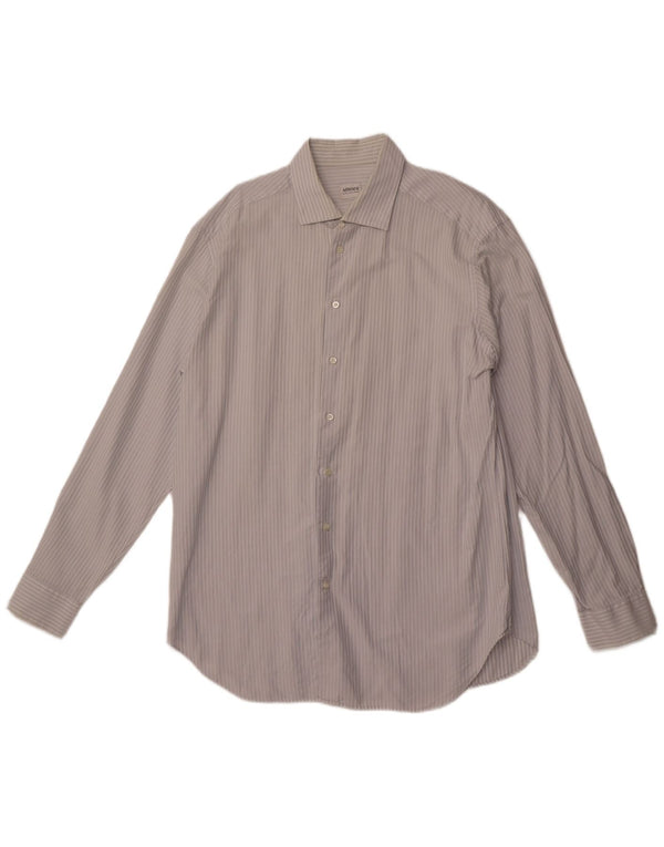 ARMANI COLLEZIONI Camisa Hombre Talla 44 17 1/2 XL Algodón Rayas Azul