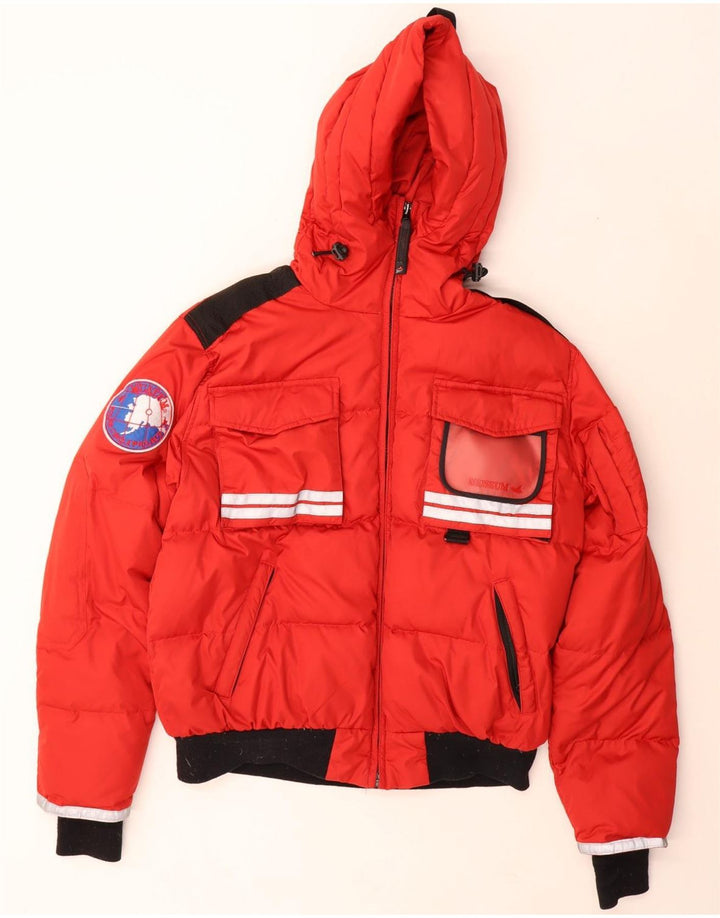 Museum Chaqueta acolchada con capucha para hombre ES 38 Mediano Rojo Colorblock Poliéster