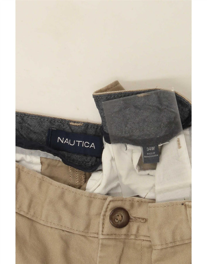 Nautica Pantalones cortos chinos para hombre W34 grande beige