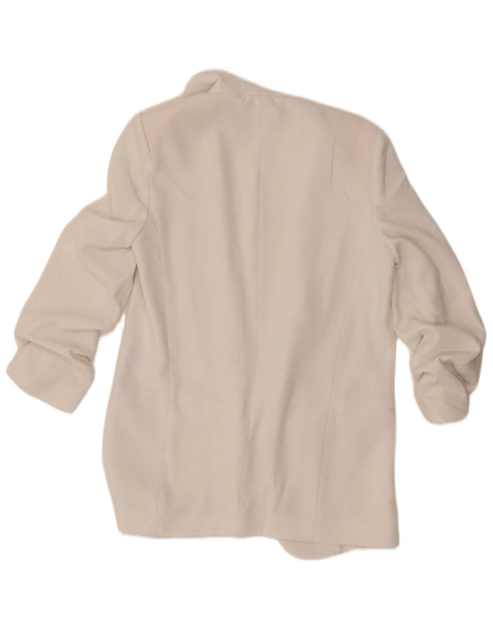 Zara Mujer Chaqueta Americana Abierta Manga 3/4 UK 10 Small White