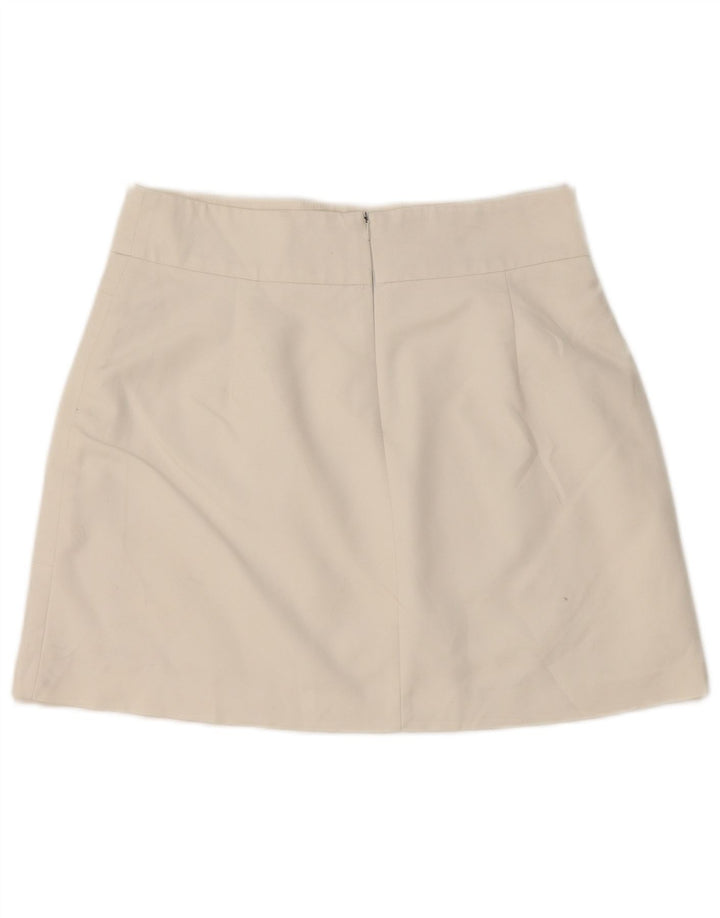 Zara Mujer Mini Falda Mediana W28 Blanco Algodón