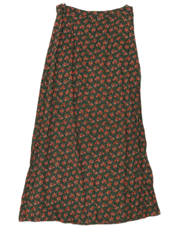 Vintage mujer Maxi falda W26 pequeño verde floral