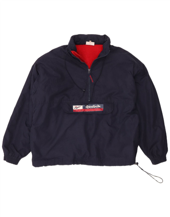 Reebok Chaqueta Anorak de gran tamaño con capucha y gráfico para hombre UK 36 Small Azul marino