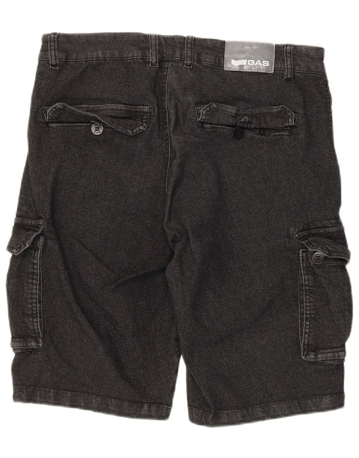 Pantalones cortos tipo cargo de mezclilla de corte regular para hombre Gas Mediano W32 Algodón negro
