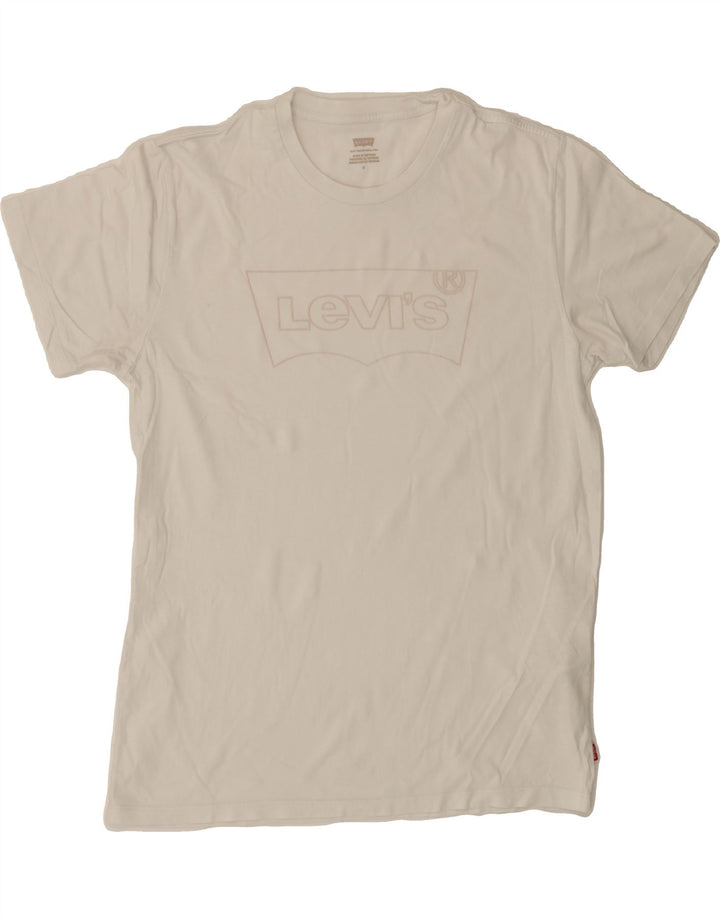 LEVI'S Womens Graphic T-Shirt Top UK 14 Medium White Cotton Vintage Levi's and Second-Hand Levi's from Messina Hembry 