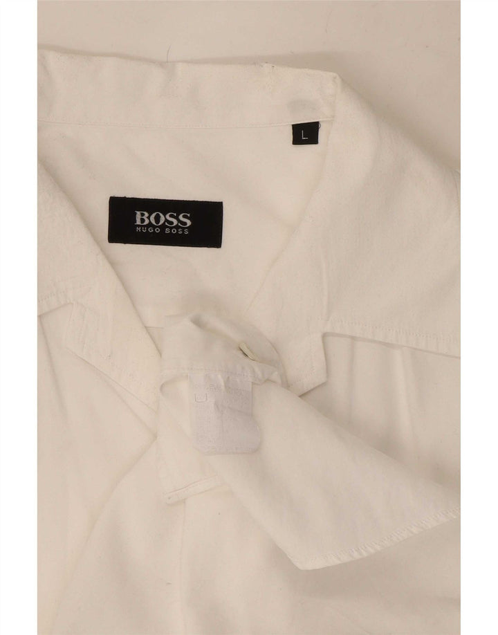 Camisa Hugo Boss Hombre Grande Algodón Blanco