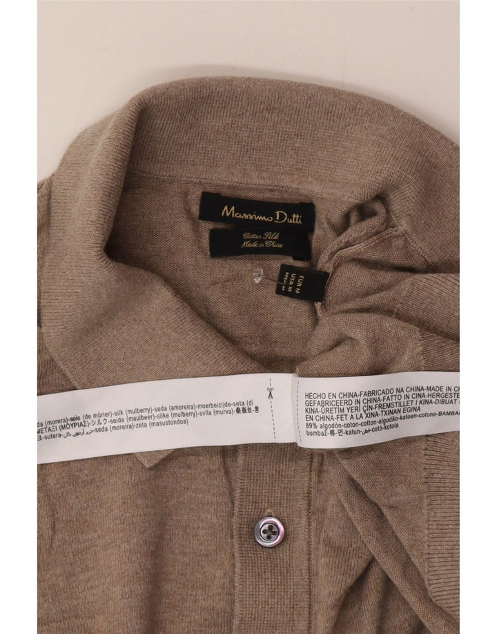 Jersey Massimo Dutti Hombre con Cuello Polo Algodón Beige Medio