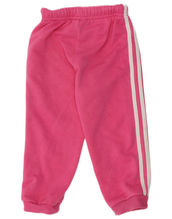 ADIDAS Baby Girls Joggers Tracksuit Trousers 12-18 Months  Pink Cotton