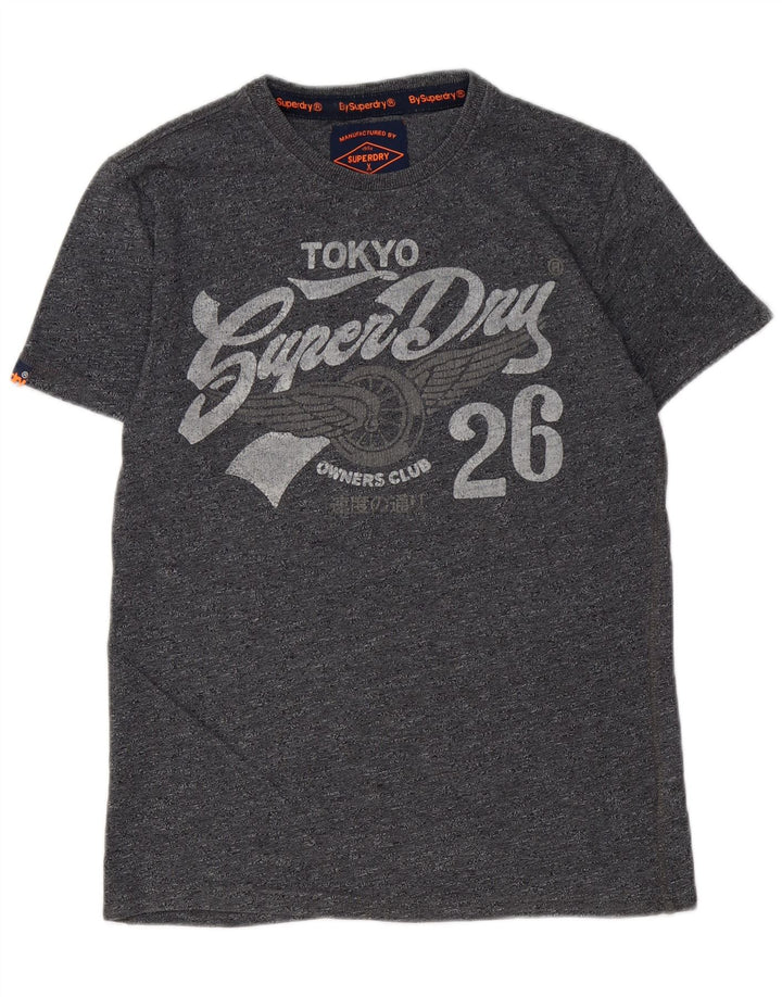 Superdry Camiseta estampada de algodón moteado en gris medio para hombre