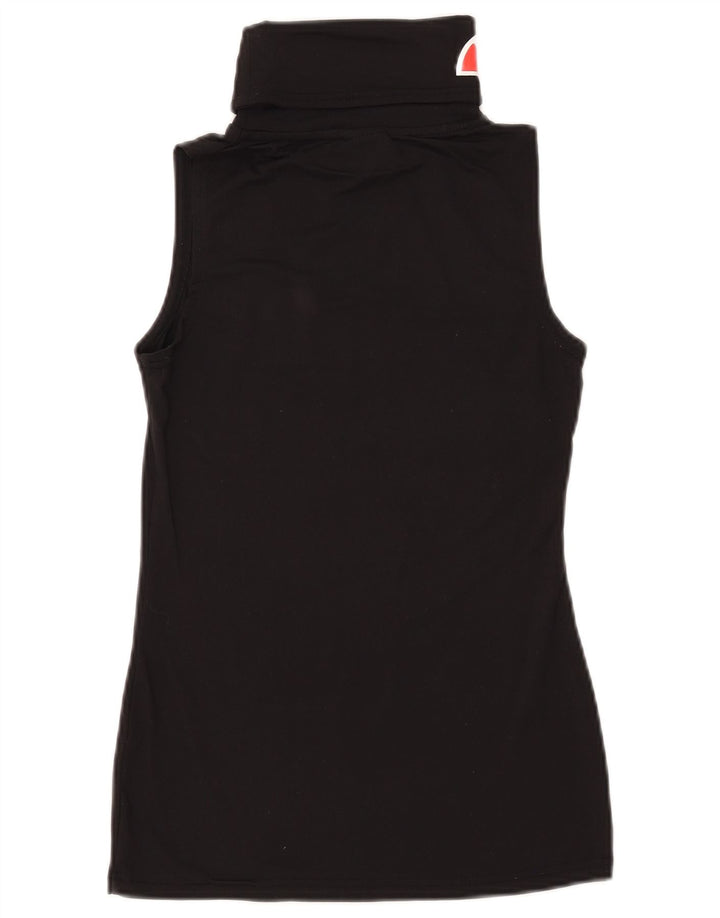 Ellesse Top sin mangas gráfico para mujer UK 10 Small Nylon negro