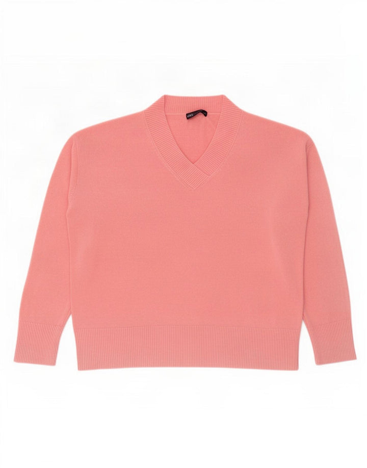Marks & Spencer Suéter tipo jersey de gran tamaño con cuello en V para mujer UK 46 Large Pink