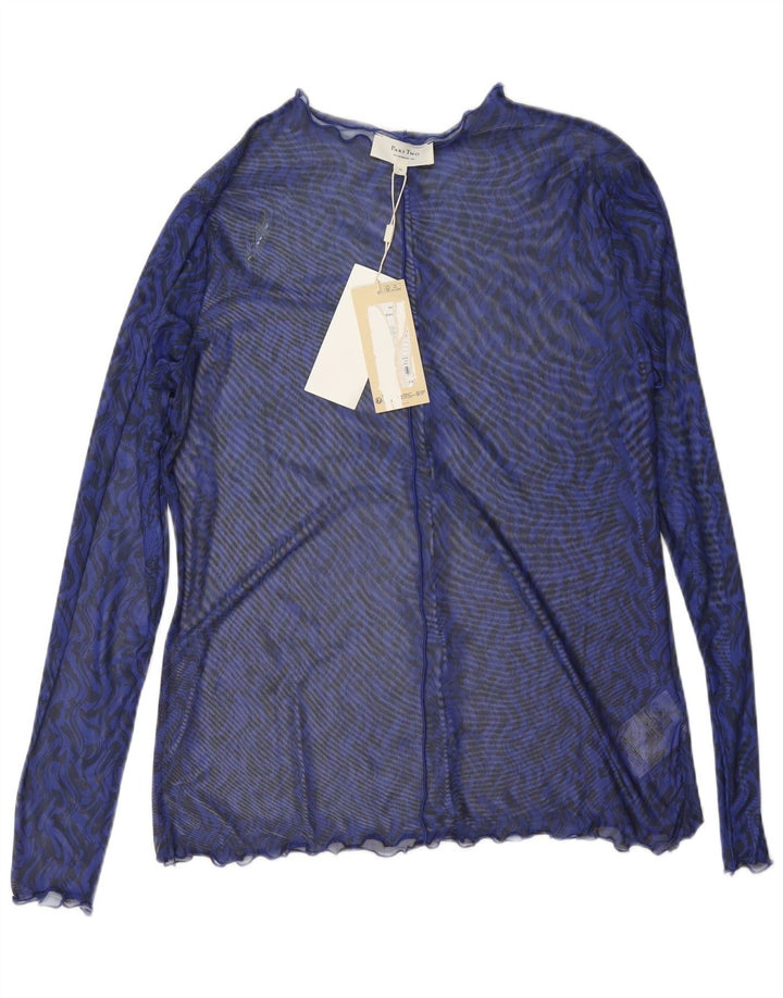 Parte dos Top transparente de manga larga para mujer UK 40 XL Poliéster azul Chevron