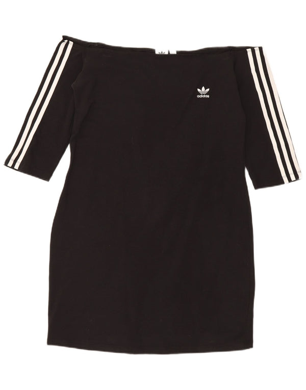 Adidas Vestido de manga 3/4 con hombros descubiertos para mujer UK 40 XL Negro Algodón Deportes