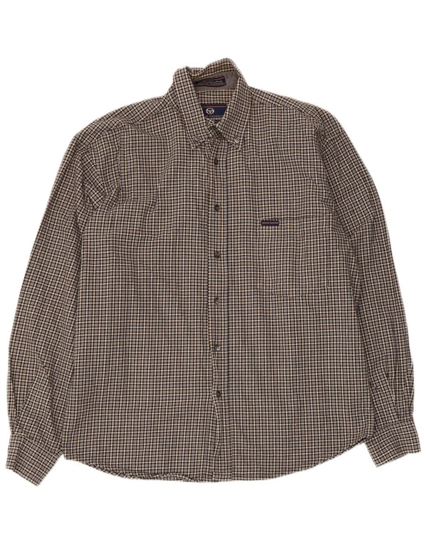Sergio Tacchini Camisa De Franela De Algodón A Cuadros Gris Medio Hombre