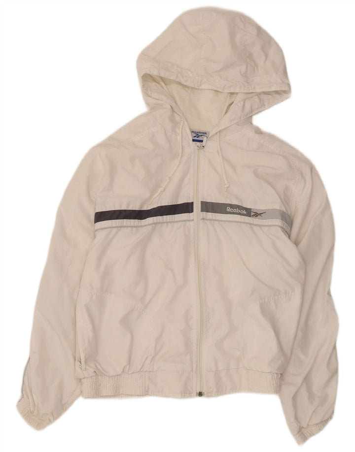 Reebok Chaqueta de chándal con capucha para mujer UK 40 Medium White Colourblock