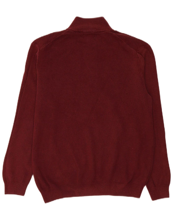 Superdry Jersey con cuello y cremallera para hombre, talla grande, algodón burdeos