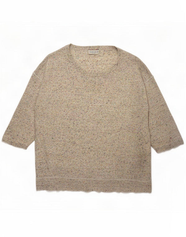 Marks & Spencer Suéter tipo jersey índigo con cuello barco para mujer UK 46 Large Beige
