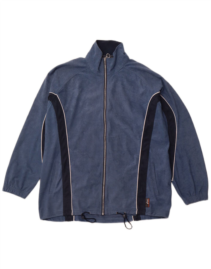 ASICS Chaqueta de chándal de terciopelo para hombre XL Azul marino Colorblock