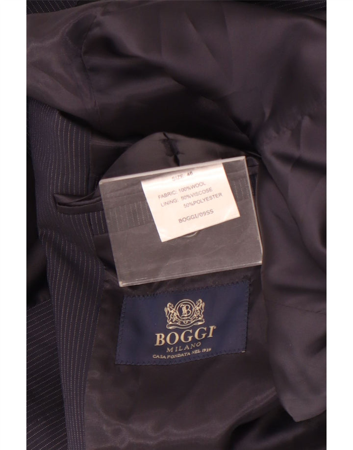 Boggi Chaqueta tipo blazer de 3 botones para hombre IT 46 Small Lana a rayas azul marino