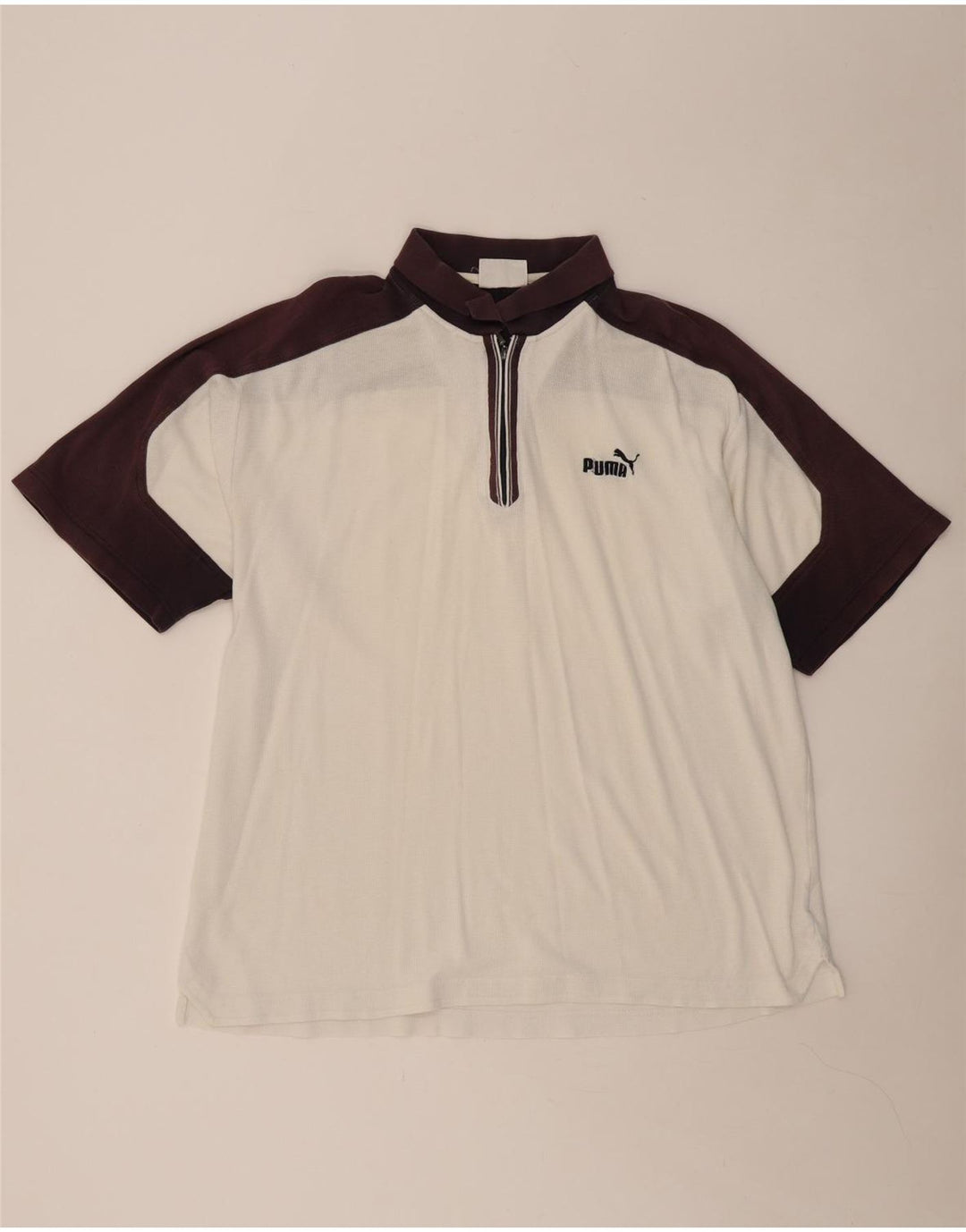 PUMA Polo para hombre XL Blanco Colorblock Algodón