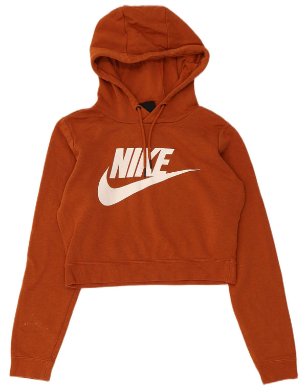 Nike Crop Graphic Sudadera con capucha para mujer UK 6 XS Algodón marrón