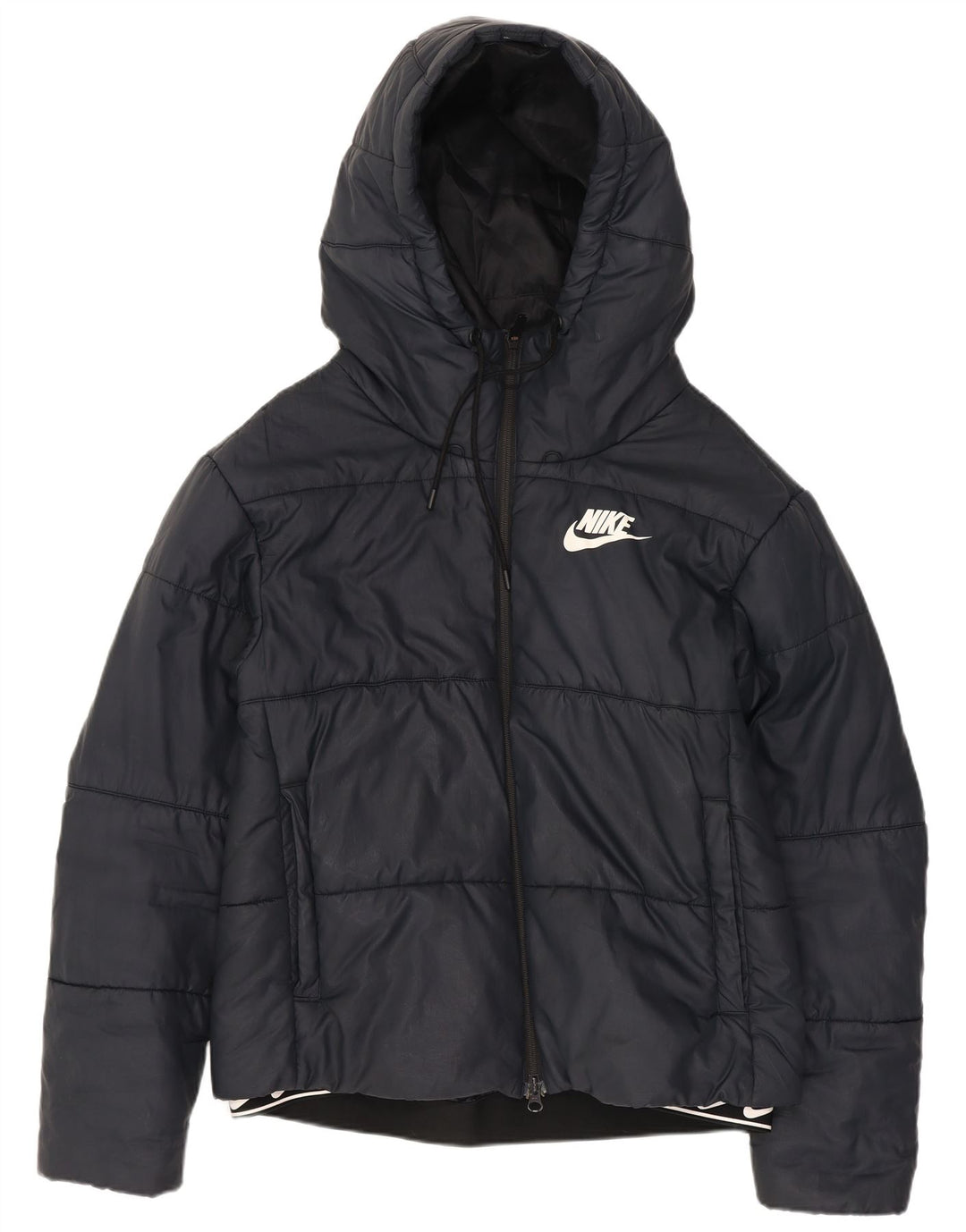 Nike Chaqueta acolchada con capucha para mujer UK 10 Small Poliéster negro