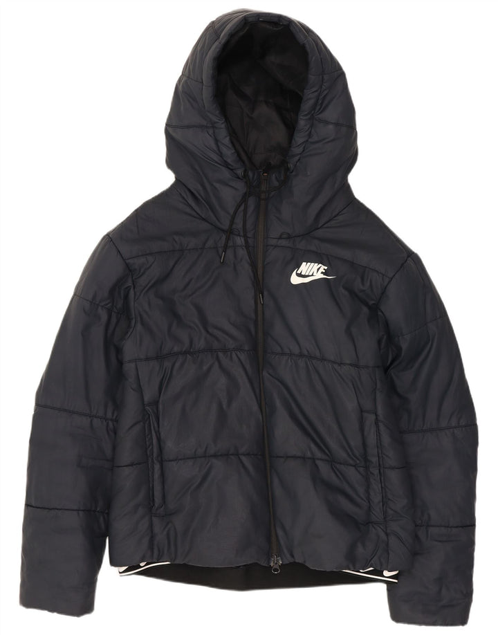 Nike Chaqueta acolchada con capucha para mujer UK 10 Small Poliéster negro