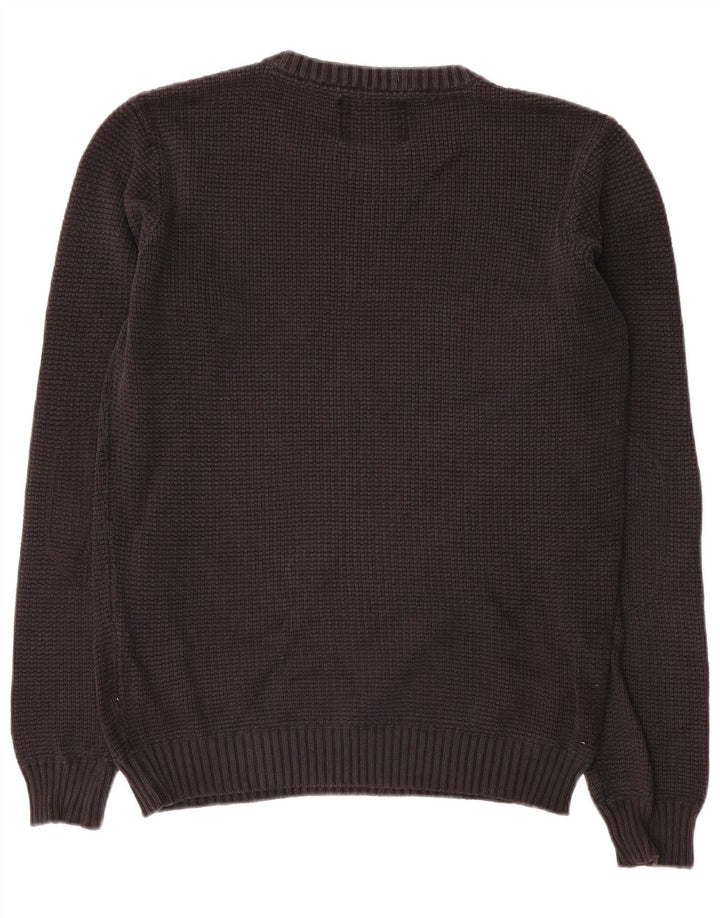 Jack & Jones Jersey con cuello redondo para hombre, talla pequeña, algodón negro